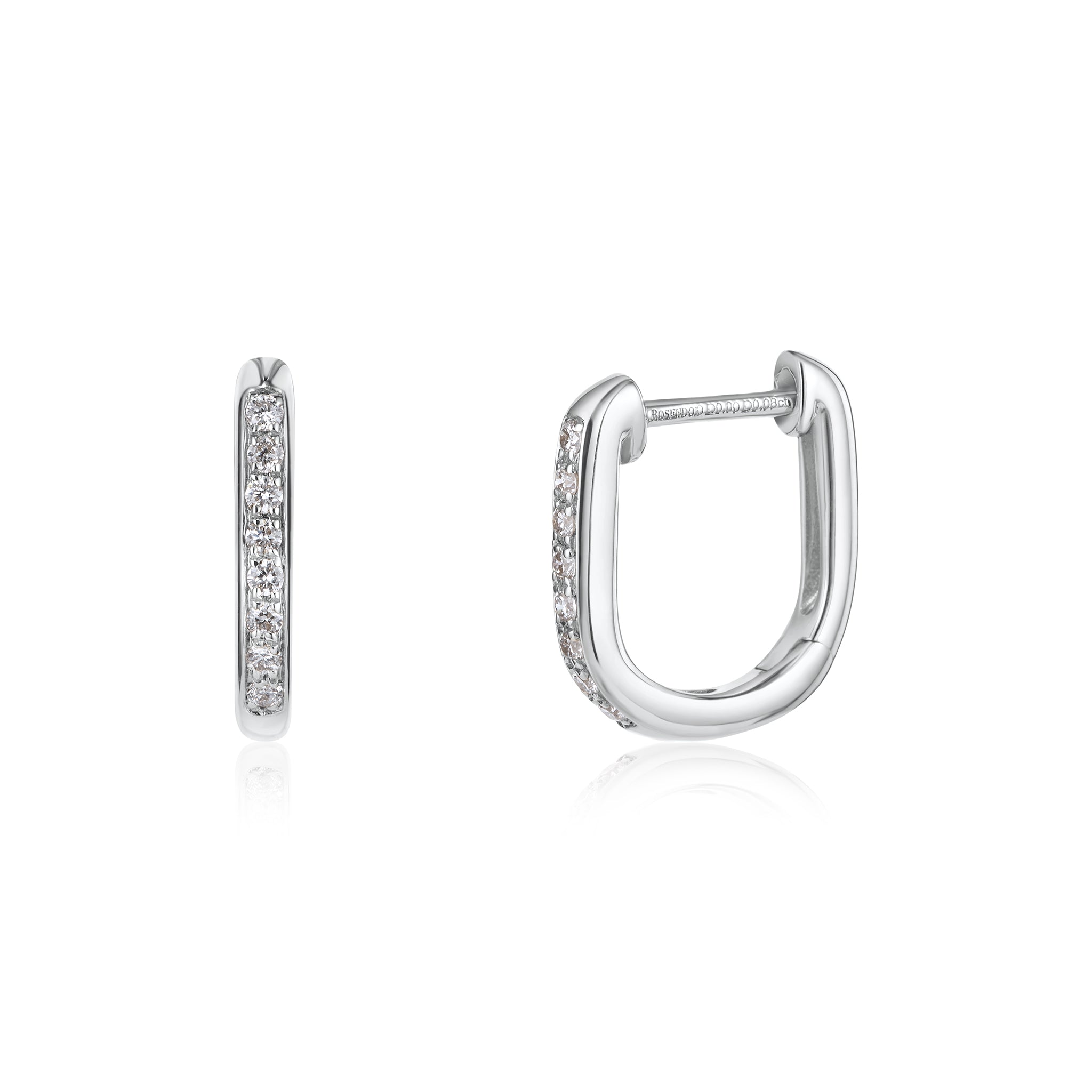 Pave U Hoop & Diamond Huggies - White Gold